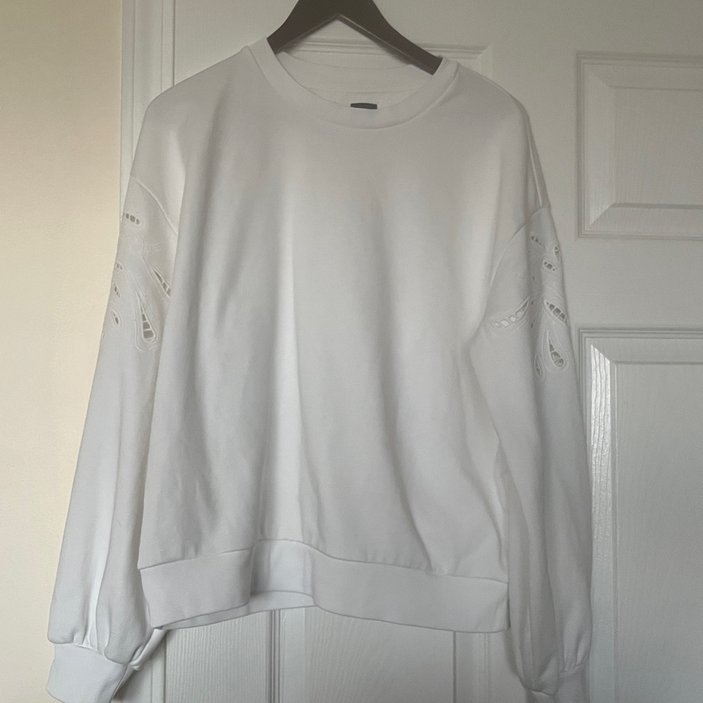 GAP | Vintage Soft Eyelet-Sleeve Sweatshirt Sz M - Picture 3 of 6